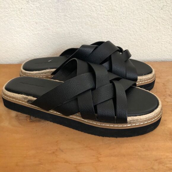 French Connection Womens Alexis Black FAUX Leather Strappy Slide Sandals Size 11 - Picture 4 of 10